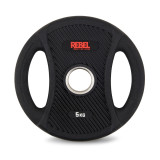 Диск олимпийский обрезиненный с двумя хватами 5 кг REBEL Диск олимпийский обрезиненный с двумя хватами 5 кг REBEL