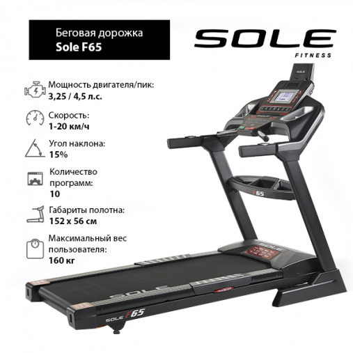 Беговая дорожка Sole Fitness F65 (2019) Беговая дорожка Sole Fitness F65 (2019)