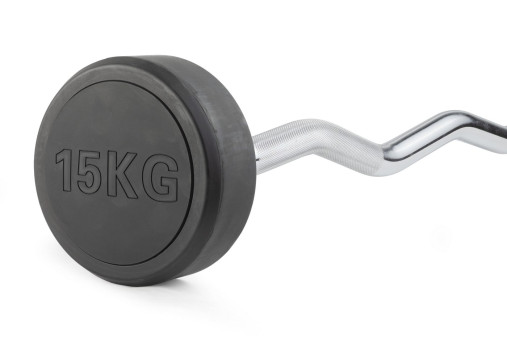 Штанга неразборная обрезиненная 15 кг. Изогнутый гриф VictoryFit VF-DX5150