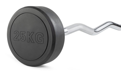 Штанга неразборная обрезиненная 25 кг. Изогнутый гриф VictoryFit VF-DX5250